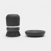 SOAP DISPENSING DISH BRUSH - Dark GreyDimensions:
 Height: 9.8 cm
 Length: 6.4 cm
 Width: 5.7 cm
 Capacity volume (ltr): 0.1 litres